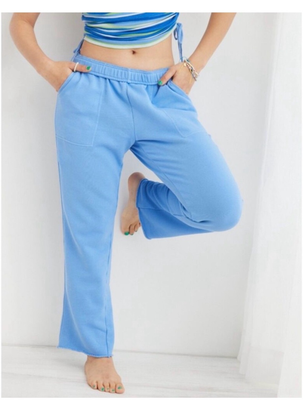 aerie Light Blue Straight leg jogger sweat pants XS